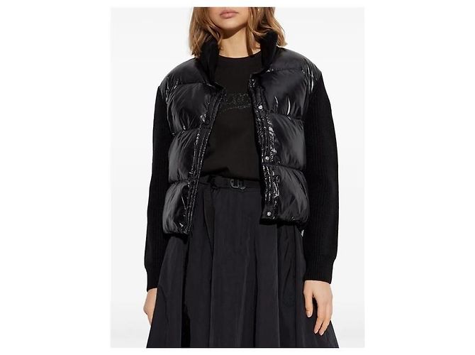Moncler Gesteppte Cardigan-Jacke aus Woll-Kaschmir-Strick Schwarz - Ansicht 4