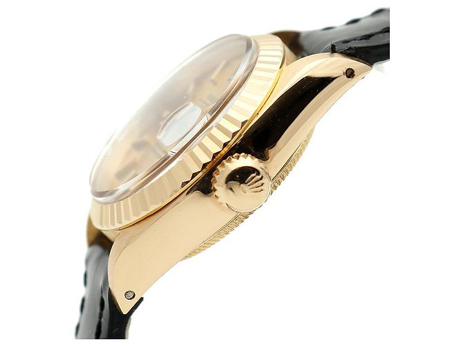Rolex Datejust Gold Damen Lederuhr Classic Vintage Schwarz - Ansicht 9