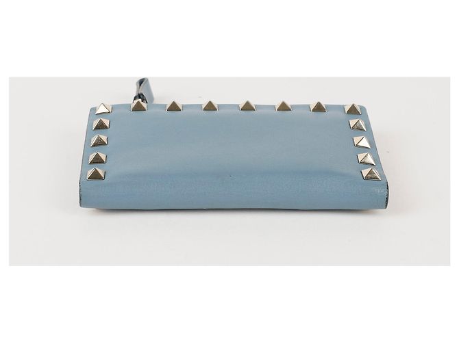 Valentino Portacarte con zip Rockstud in pelle blu - vista 5