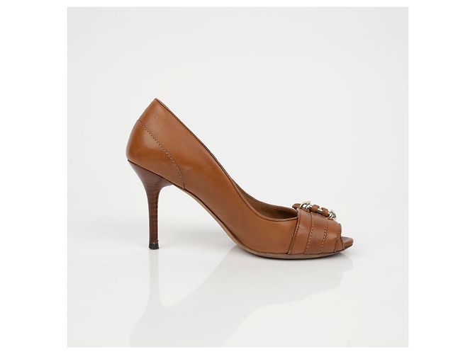 Gucci Décolleté open toe con nappe Marrone - vista 10