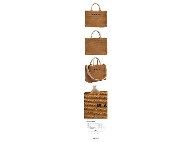 Marni Raffia-Tote/Schultertasche mit besticktem Logo Orange - Ansicht 2