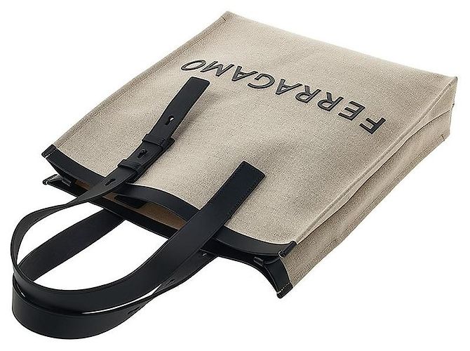 Salvatore Ferragamo Borsa Tote in tela con logo da donna NERO NATU Multicolore - vista 4