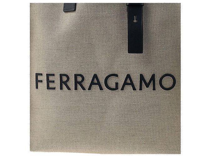 Salvatore Ferragamo Borsa Tote in tela con logo da donna NERO NATU Multicolore - vista 6