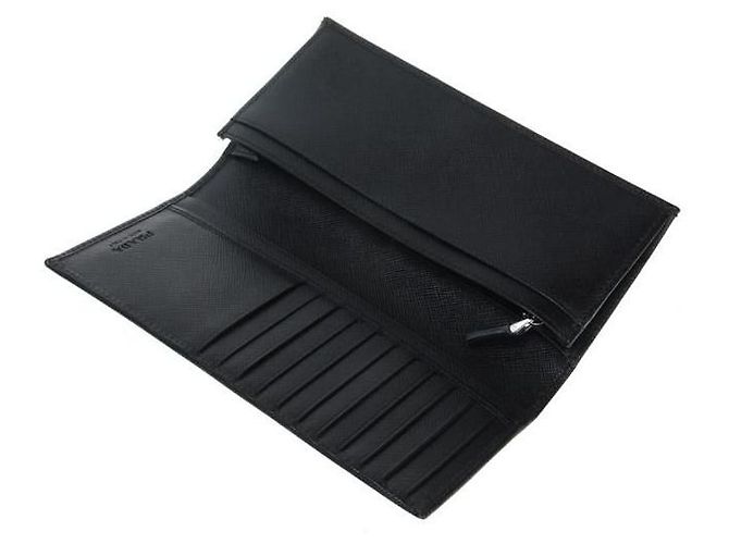 Prada Saffiano Leather Men's Long Wallet Black - view 6