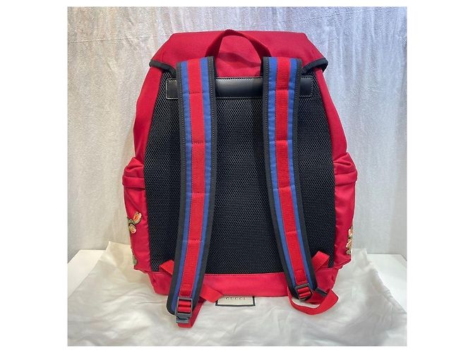 Gucci Tiger Embroidered Techno Canvas Red Backpack - view 7