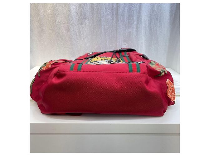 Gucci Tiger Embroidered Techno Canvas Red Backpack - view 9