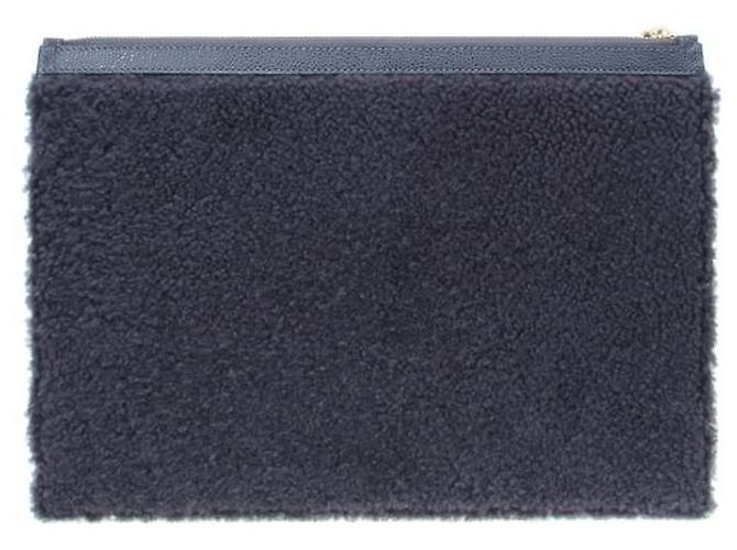 Thom Browne Borsa a Mano Meniro Shearling Bar Clutch Bag stamp: Nero - vista 3