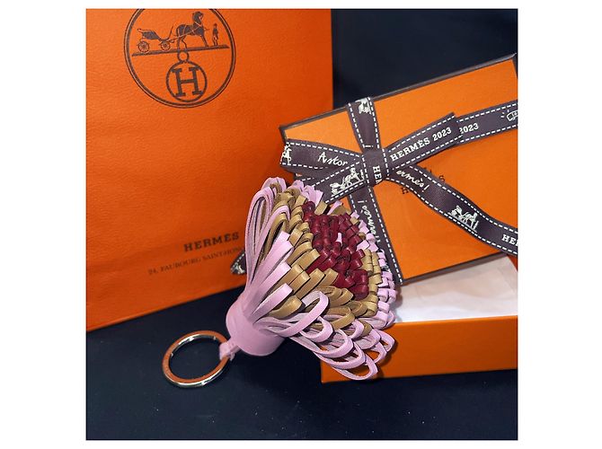 Hermès Portachiavi Carmen Pink Camel Burgundy Multicolore - vista 4