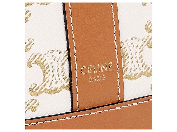 Céline Small Bucket Trionf Canvas Calfskin Arancione - vista 4