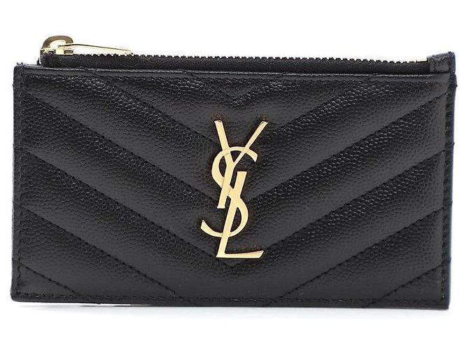 Saint Laurent Monogram Kartenetui aus Caviar-Leder Schwarz - Ansicht 2