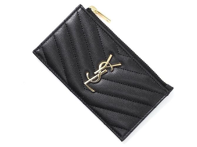 Saint Laurent Monogram Kartenetui aus Caviar-Leder Schwarz - Ansicht 3