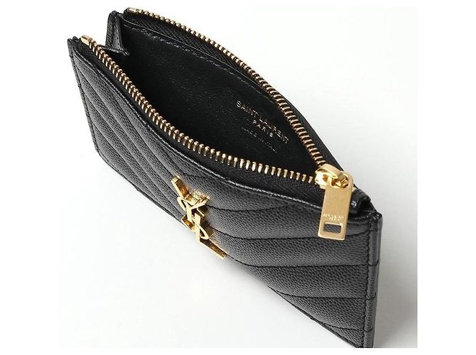 Saint Laurent Monogram Kartenetui aus Caviar-Leder Schwarz - Ansicht 6