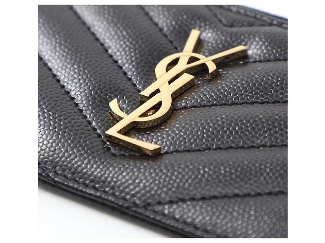 Saint Laurent Monogram Kartenetui aus Caviar-Leder Schwarz - Ansicht 7