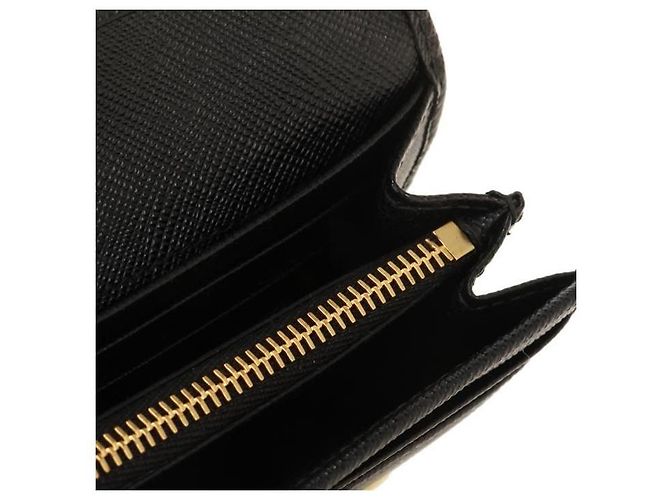 Prada Saffiano Triangle Long Wallet mit Klappe stamp: QHH Schwarz - Ansicht 6