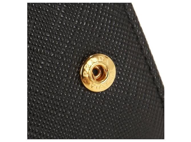 Prada Saffiano Triangle Long Wallet mit Klappe stamp: QHH Schwarz - Ansicht 8
