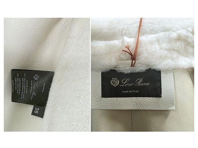 Loro Piana Abrigo Credence de piel de cordero stamp: Blanco - vista 19