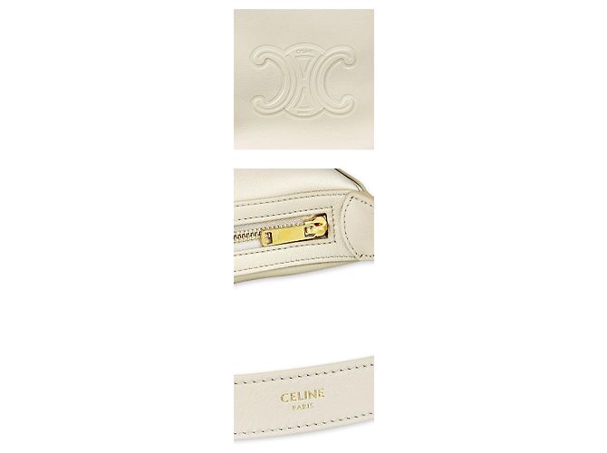 Céline Borsa a tracolla Medium Eloise in vitello morbido (Pale Beige) Bianco - vista 3