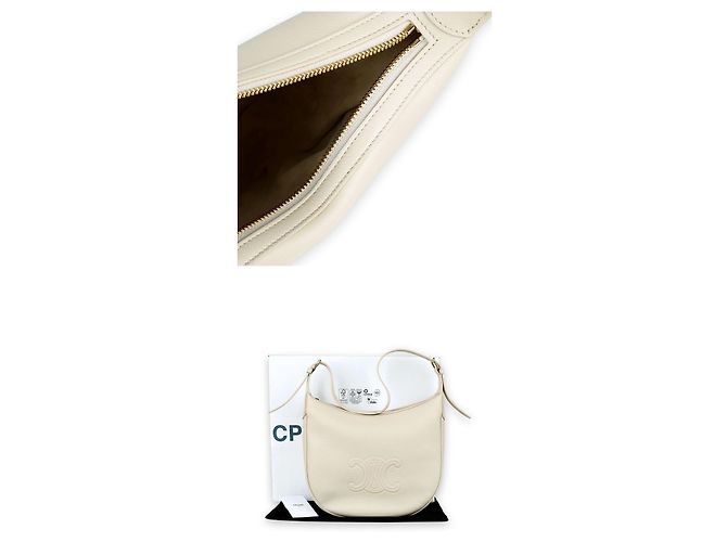 Céline Borsa a tracolla Medium Eloise in vitello morbido (Pale Beige) Bianco - vista 4