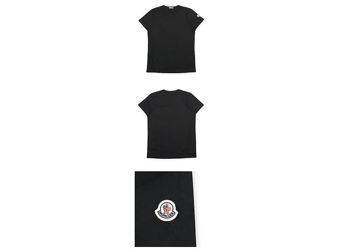 Moncler T-shirt de algodão de manga curta com patch Preto - vista 3
