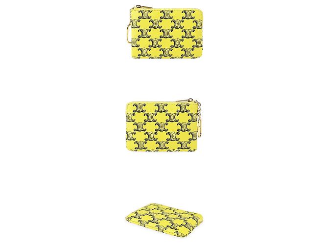 Céline Portachiavi e portamonete in tela Triomphe da donna Giallo - vista 3