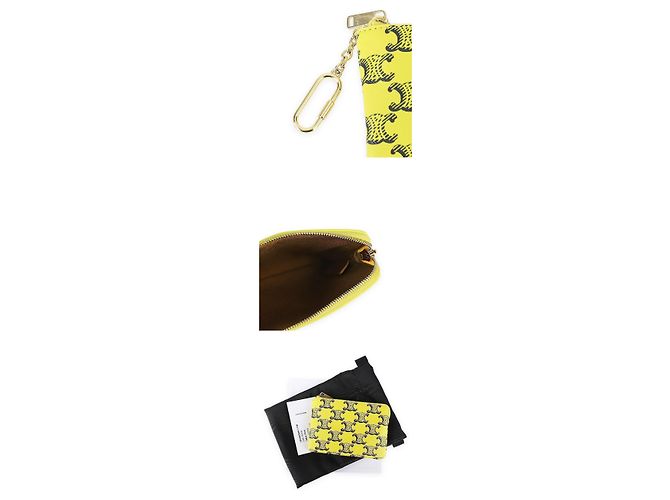 Céline Portachiavi e portamonete in tela Triomphe da donna Giallo - vista 4