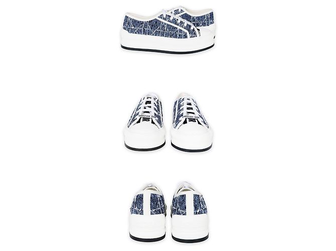 Dior Sneakers basse con platform in denim e tweed da donna - Work (Blue) - vista 3