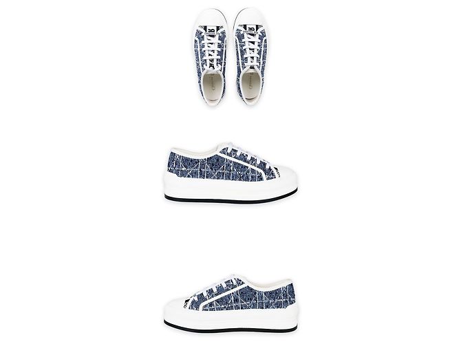 Dior Sneakers basse con platform in denim e tweed da donna - Work (Blue) - vista 4