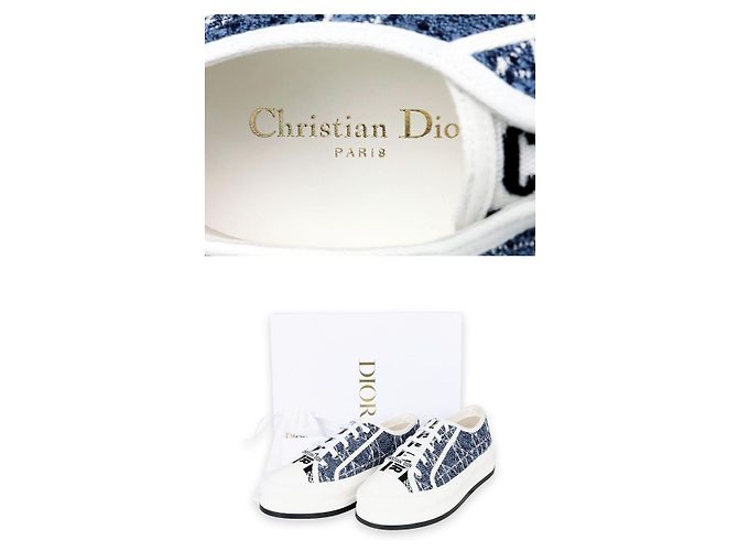 Dior Sneakers basse con platform in denim e tweed da donna - Work (Blue) - vista 7