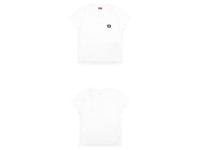Kenzo T-shirt de manga curta para mulher com patch bordado Wild Tiger (White) Branco - vista 3