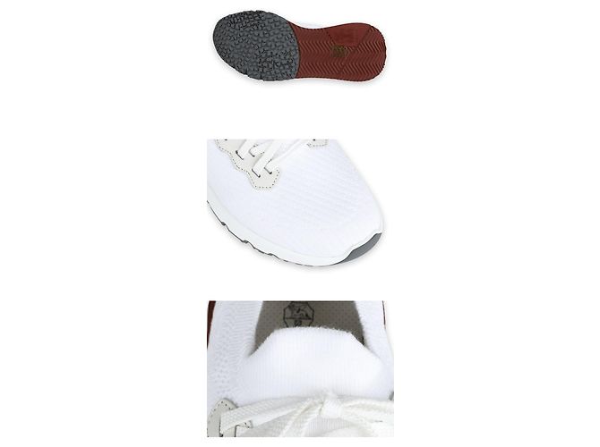 Brunello Cucinelli Sneakers Runner in maglia con inserti in pelle da uomo (White) Bianco - vista 5