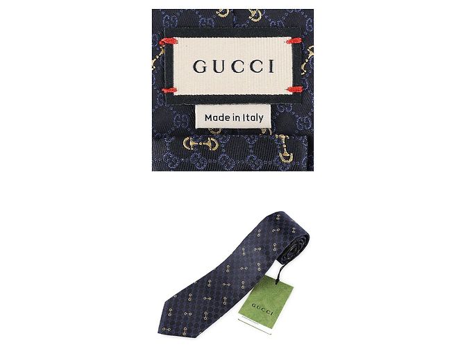 Gucci Cravatta in seta da uomo con logo GG Jacquard (Dark Blue) - vista 5