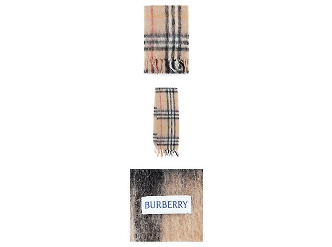 Burberry Sciarpa in lana mohair a quadri da donna (Sand) Marrone - vista 3