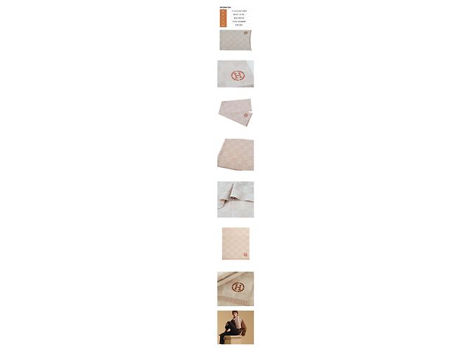 Hermès Sciarpa reversibile in cashmere con patch in pelle Arancione - vista 2