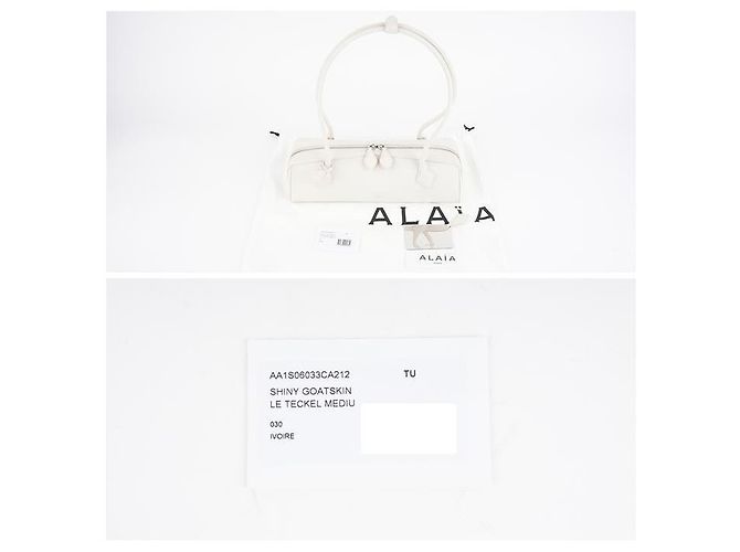 Alaïa Borsa a spalla Medium Le Techel in capretto lucido Argento - vista 16