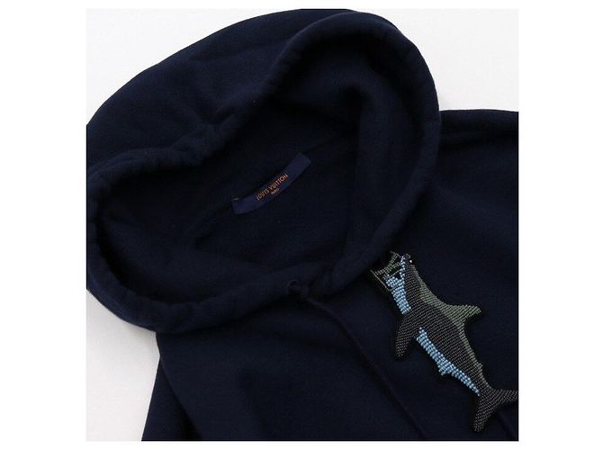 Louis Vuitton Shark Hoodie für Herren mit Perlen Blau - Ansicht 5
