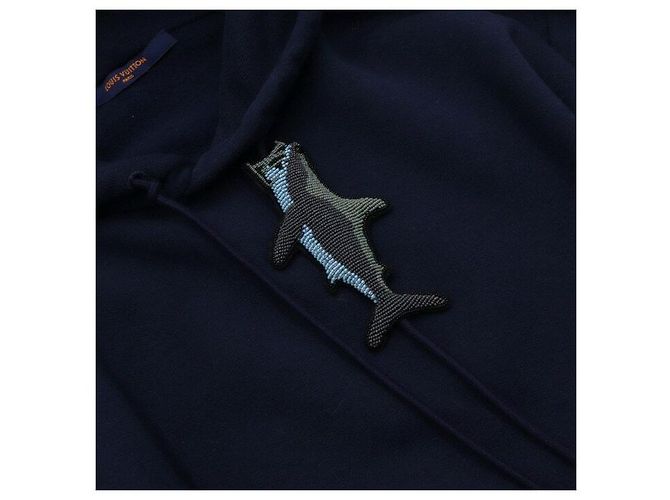 Louis Vuitton Shark Hoodie für Herren mit Perlen Blau - Ansicht 6