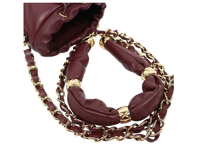 Chanel Borsa a secchiello mini Coco Crush in pelle burgundy Rosso - vista 10