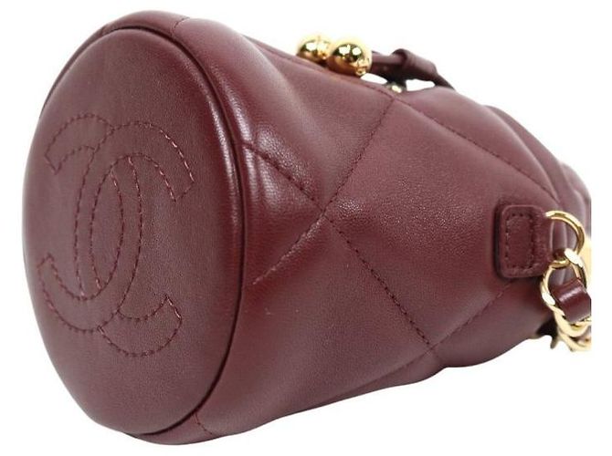 Chanel Borsa a secchiello mini Coco Crush in pelle burgundy Rosso - vista 8