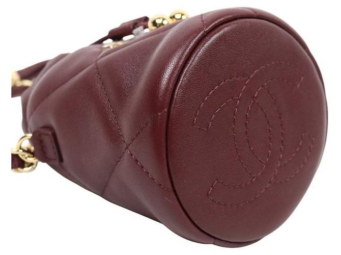 Chanel Borsa a secchiello mini Coco Crush in pelle burgundy Rosso - vista 9
