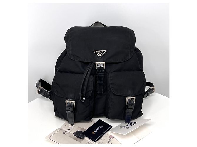 Prada Triangle Logo Nylon Backpack Medium Black - view 3