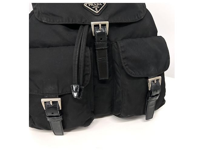Prada Triangle Logo Nylon Backpack Medium Black - view 6