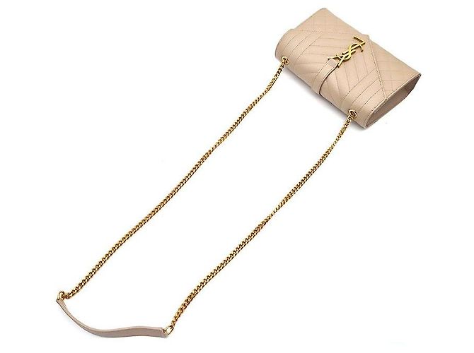 Saint Laurent Borsa a tracolla con catena a busta Monogram Marrone - vista 4
