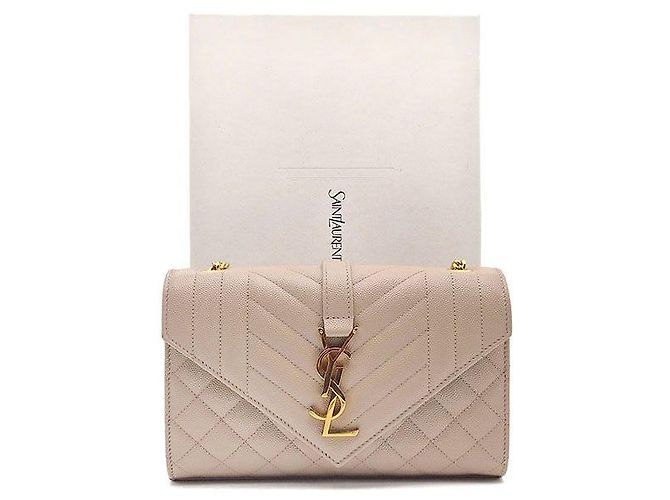 Saint Laurent Borsa a tracolla con catena a busta Monogram Marrone - vista 8