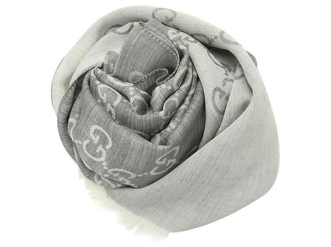 Gucci GG Wollseidenschal stamp: Silber - Ansicht 2