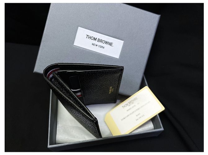 Thom Browne Tarjetero doble de piel granulada negra Multicolor - vista 2