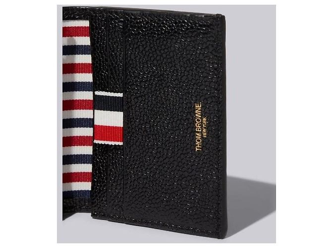 Thom Browne Tarjetero doble de piel granulada negra Multicolor - vista 5