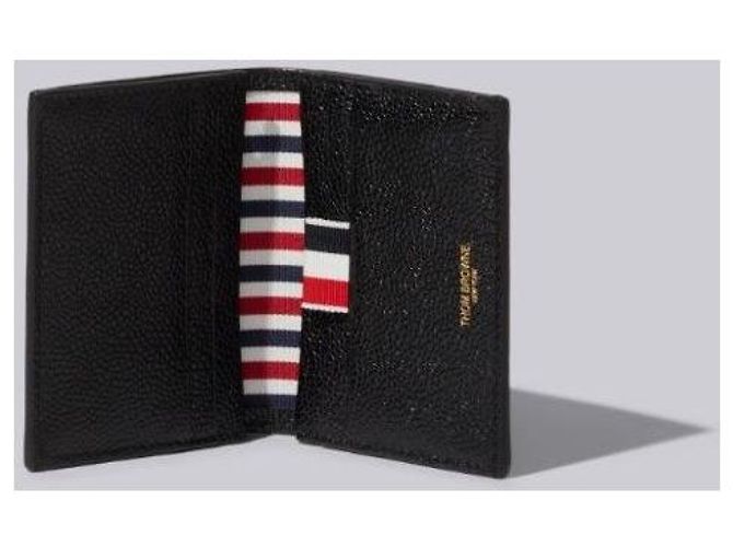 Thom Browne Tarjetero doble de piel granulada negra Multicolor - vista 6
