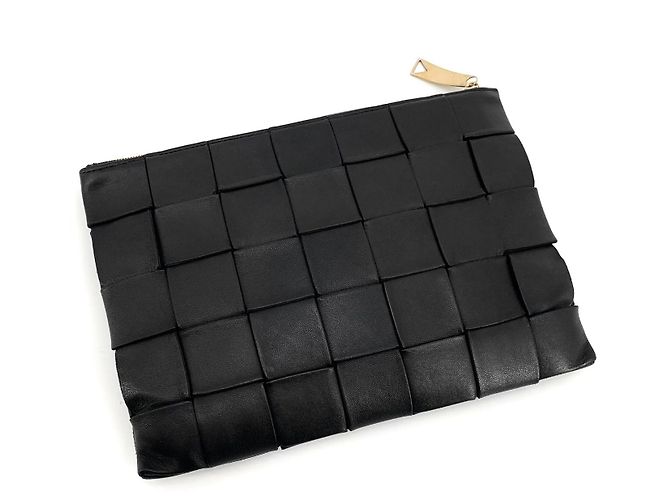 Bottega Veneta Clutch Piatta Intrecciato Nero - vista 2