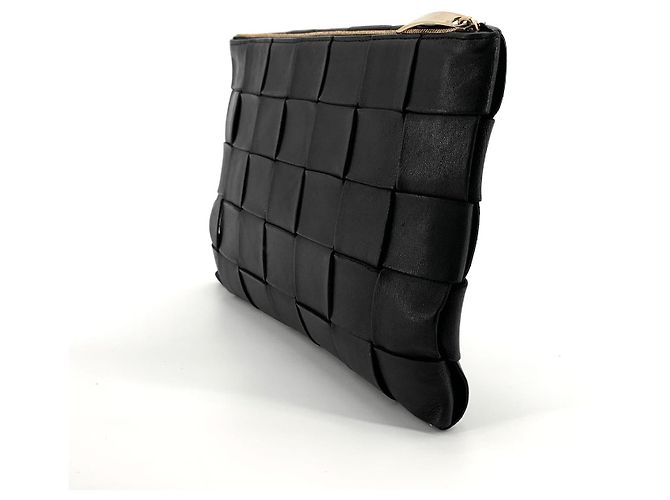 Bottega Veneta Clutch Piatta Intrecciato Nero - vista 3