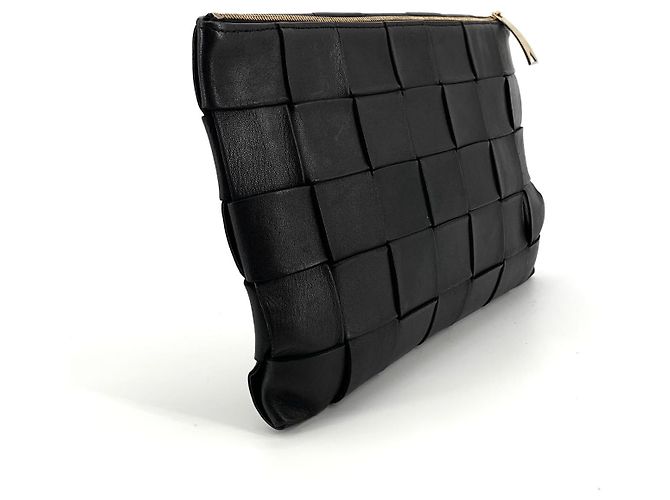 Bottega Veneta Clutch Piatta Intrecciato Nero - vista 4